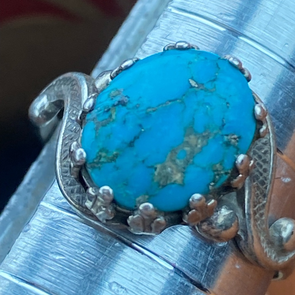 Turquoise Pawn Silver Vintage Ring/ 6
